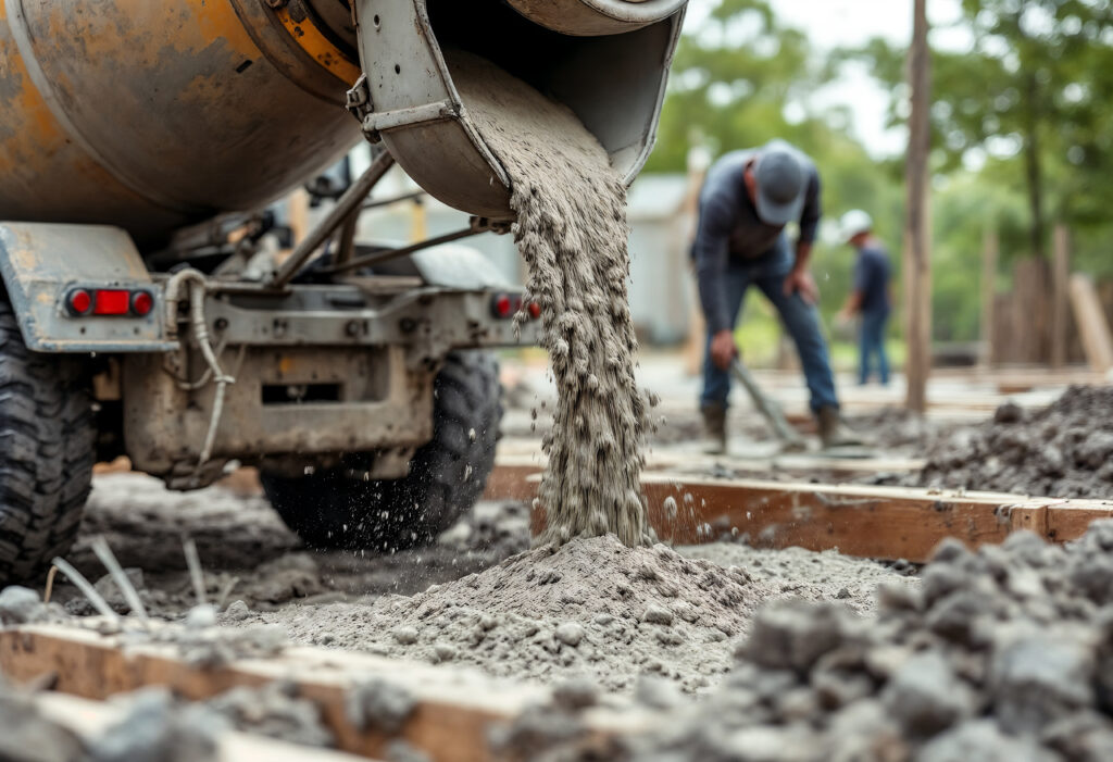 pouring concrete as foundation
